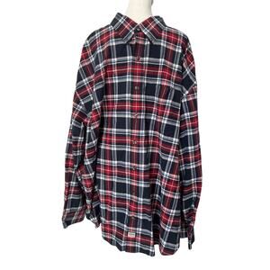 Izod Men’s 4XL Plaid Button Down Shirt Red Navy White Long Sleeve Casual
